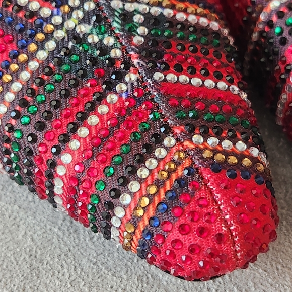 Alex Marie dress boots 7 red plaid OzaraTwo knee high kitten pointy new $190 - Picture 10 of 17